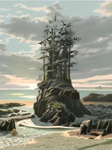 mushroom island,an island far away landscape,imperial shores,the ruins of the,artificial island,granite island,cartoon video game background,monkey island,the island,flying island,island of fyn,studio ghibli,islet,artificial islands,post-apocalyptic landscape,water castle,myst,background with stones,devilwood,sea fantasy