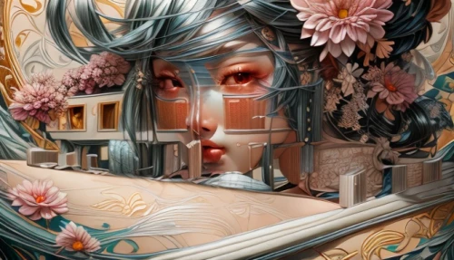 glass painting,distorted,meticulous painting,surrealism,fantasy portrait,illusion,psychedelic art,kaleidoscope art,mirror house,world digital painting,venetian mask,surrealistic,paper art,wall painting,city ​​portrait,looking glass,3d fantasy,fantasy art,escher,masquerade