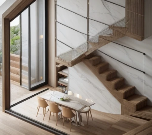 wooden stair railing,wooden stairs,outside staircase,winding staircase,staircase,stairwell,stair,steel stairs,loft,wood window,stairs,wooden windows,archidaily,circular staircase,spiral stairs,frame house,sliding door,interior modern design,cubic house,laminated wood,Interior Design,Kitchen,Modern,German Minimalism