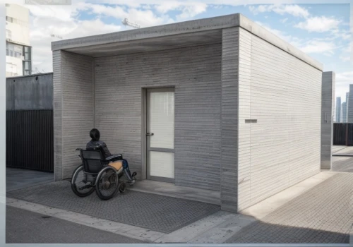 wheelchair accessible,disabled toilet,prefabricated buildings,handicap accessible,door-container,portable toilet,metal cladding,rest room,accessibility,archidaily,cubic house,cement block,concrete wall,washroom,cement wall,shipping container,outhouse,ceramic tile,metallic door,folding roof,Architecture,General,Modern,Innovative Technology 1