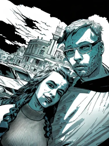 american gothic,background image,mobster couple,sci fiction illustration,comic style,father and daughter,mother and father,man and wife,vilgalys and moncalvo,two people,digital illustration,rear window,digital nomads,mom and dad,parents,album cover,game illustration,gothic portrait,nightshade family,husband and wife,Art sketch,Art sketch,Comic