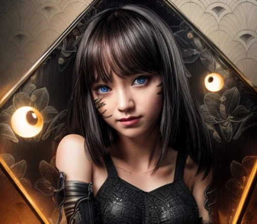 gentiana,anime 3d,gothic portrait,anime girl,lindsey stirling,steampunk,fantasy portrait,fantasy girl,cosplay image,black pearl,mystical portrait of a girl,alice,fairy tale character,anime,the enchantress,rosa ' amber cover,bangs,gothic style,marionette,doll's facial features,Common,Common,Commercial