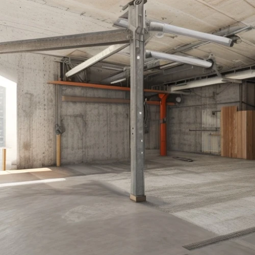 3d rendering,render,basement,3d rendered,3d render,loading dock,warehouse,concrete ceiling,empty interior,rendering,construction area,b3d,garage,underground car park,empty factory,loft,industrial hall,seamless texture,exposed concrete,large space,Commercial Space,Working Space,Urban Industrial