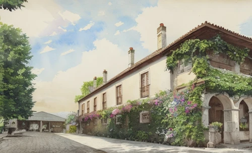 violet evergarden,l'isle-sur-la-sorgue,provence,aix-en-provence,townhouses,country hotel,private house,giverny,old village,old houses,veules-les-roses,provencal life,moret-sur-loing,old town house,country house,castelul peles,apartment house,medieval street,casa fuster hotel,bendemeer estates,Art sketch,Art sketch,19th Century
