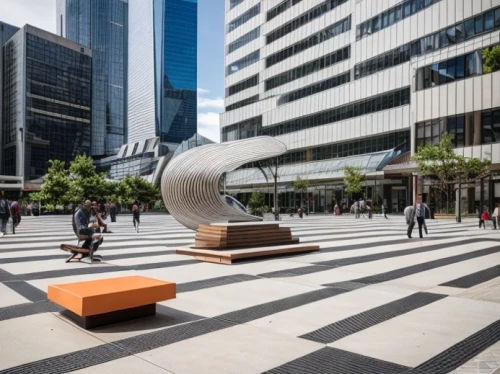 steel sculpture,public art,costanera center,public space,cape town cbd,chatswood,street furniture,potsdamer platz,paved square,sculpture park,financial district,corten steel,hongdan center,são paulo,urban design,city corner,central constructive,hafencity,paving slabs,umeda,Architecture,General,Modern,Geometric Harmony