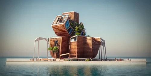 cube stilt houses,artificial island,lifeguard tower,mamaia,floating island,animal tower,island suspended,stilt house,cubic house,floating islands,house of the sea,floating huts,bird tower,stilt houses,aqua studio,largest hotel in dubai,eco hotel,artificial islands,seaside resort,flying island,Architecture,General,Nordic,Nordic Postmodernism