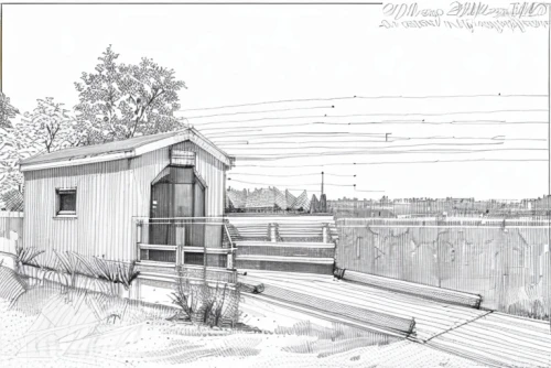 boat shed,sheds,boat house,the water shed,locomotive shed,shed,railroad car,boathouse,levee,train depot,mono-line line art,railroad station,covered bridge,freight car,siding,toll house,freight depot,camera illustration,wooden hut,house drawing