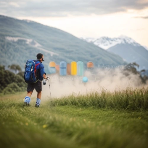 suitcase in field,hiker,trail searcher munich,backpacking,explore,hiking equipment,mountain guide,backpacker,to explore,trekking pole,online path travel,trekking,bi-place paraglider,adventurer,hike,joomla,trekking poles,basque rural sports,people in nature,arête