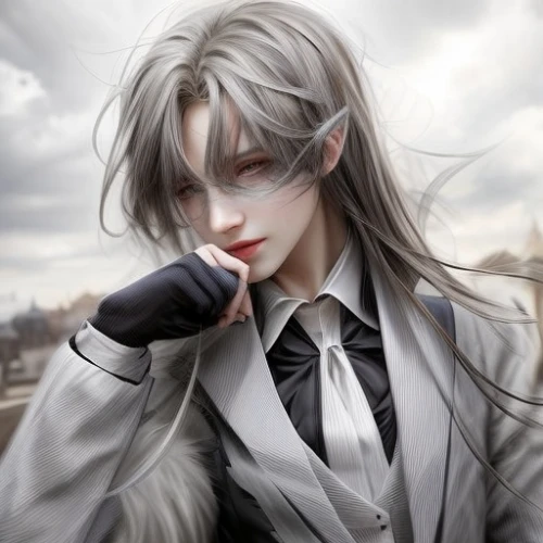 male elf,gray,gray color,vampire woman,grey,eastern grey,dark elf,vampire lady,nelore,edit icon,fuki,gray animal,ren,silver,male character,grey background,yukio,vampire,grayscale,cullen skink