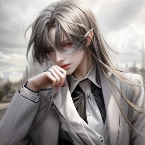 gray,gray color,male elf,grey,gray animal,eastern grey,gray crowned,ren,yukio,joker,detective,silver,melchior,fuki,nelore,male character,grey background,vampire,vampire lady,shimada