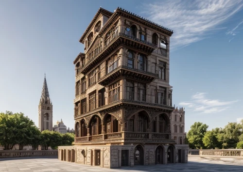 renaissance tower,sevilla tower,tower of babel,stone tower,medieval architecture,bordeaux,french building,kirrarchitecture,messeturm,animal tower,bird tower,stone towers,monument protection,press castle,gothic architecture,architectural style,escher,islamic architectural,beautiful buildings,galata tower,Architecture,General,Classic,Castilian Gothic
