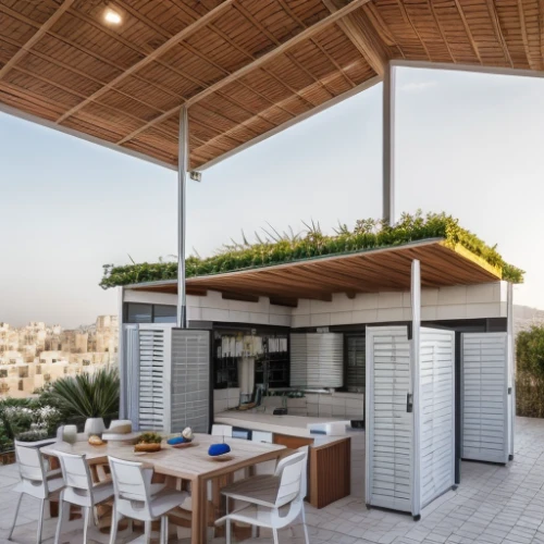 tel aviv,roof terrace,haifa,roof garden,outdoor table and chairs,outdoor grill,folding roof,landscape design sydney,outdoor furniture,prefabricated buildings,cubic house,roof landscape,israel,ajloun,outdoor dining,landscape designers sydney,smart home,garden design sydney,cube stilt houses,patio heater