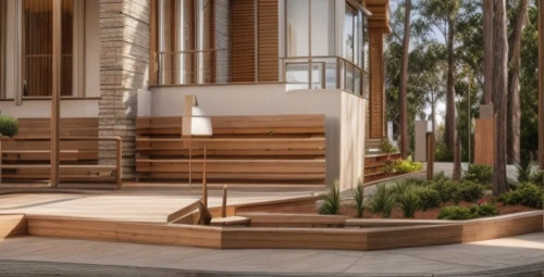 landscape design sydney,garden design sydney,landscape designers sydney,wooden decking,wooden stair railing,decking,wood deck,outside staircase,wooden stairs,3d rendering,block balcony,outdoor furniture,corten steel,laminated wood,garden elevation,outdoor bench,dunes house,outdoor sofa,timber house,archidaily