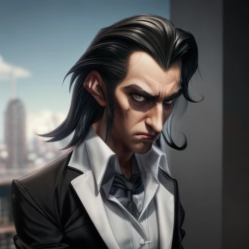 pompadour,digital painting,lupin,lokportrait,world digital painting,cruella de ville,male elf,cg artwork,male character,count,cartoon doctor,dracula,businessman,mafia,angry man,city ​​portrait,yukio,moody portrait,business man,portrait background,Common,Common,Film