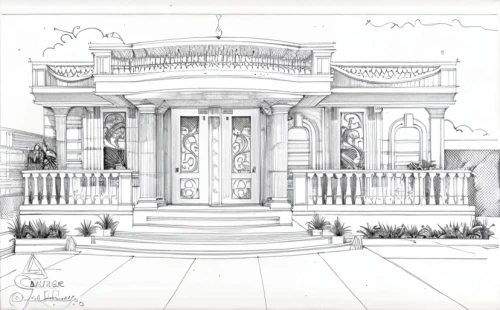 house drawing,garden elevation,classical architecture,house with caryatids,facade painting,hand-drawn illustration,marble palace,doric columns,house front,art nouveau design,house facade,mortuary temple,greek temple,art nouveau,villa,mansion,villa balbiano,peabody institute,neoclassical,dupage opera theatre,Design Sketch,Design Sketch,Fine Line Art