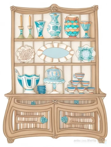 china cabinet,plate shelf,dollhouse accessory,serving tray,dinnerware set,tea party collection,dishware,cabinet,vintage dishes,jewelry basket,kitchen cabinet,tea set,sideboard,tableware,doll kitchen,picnic basket,dinner tray,dresser,compartments,decorative frame
