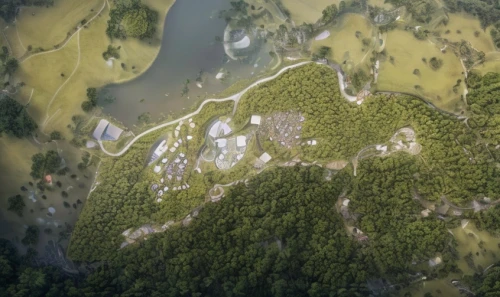 relief map,aerial landscape,meanders,aerial photograph,aeolian landform,landform,swampy landscape,karst landscape,braided river,terraforming,aerial shot,bird's-eye view,aerial photography,fluvial landforms of streams,flight image,overhead view,trees with stitching,drone image,the pictures of the drone,overhead shot,Architecture,Villa Residence,Modern,Mid-Century Modern