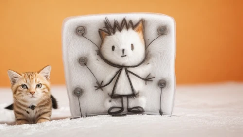 paper art,cat cartoon,marshmallow art,danbo cheese,miniature figure,clay animation,cartoon cat,zippo,doll cat,3d figure,whimsical animals,cute cartoon image,milk-carton,miniature figures,ceramic tile,art soap,animal figure,tabby cat,kewpie doll,butter dish