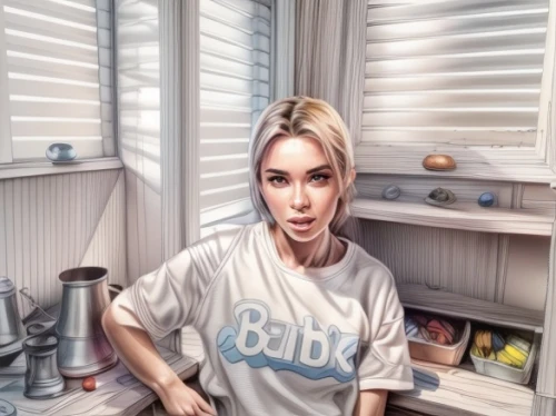 girl in the kitchen,tshirt,cola bylinka,diet icon,cleaning woman,photoshop manipulation,domestic,photo painting,cooking show,world digital painting,buuz,deli,waitress,b3d,chef,housewife,bonjour bongu,tee,photoshop creativity,kimi