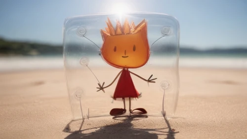 sand timer,harvestman,diving bell,box jellyfish,sandglass,lifebuoy,sand fox,lensball,message in a bottle,anthropomorphized animals,slug glass,cinema 4d,groot super hero,groot,fire ants,digital compositing,conceptual photography,the beach crab,brook avens,walking spider