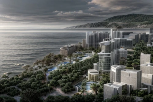 dalian,hotel barcelona city and coast,coastal protection,lakeshore,vancouver,sochi,busan,haifa,skyscapers,monaco,sokcho,3d rendering,urban development,apartment blocks,viña del mar,seaside resort,canada cad,danyang eight scenic,urban design,oakville