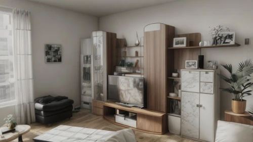 apartment,room divider,an apartment,modern room,armoire,shared apartment,danish room,bedroom,shabby-chic,one-room,scandinavian style,one room,home interior,3d rendering,wooden windows,bookcase,livingroom,boy's room picture,3d render,the little girl's room,Interior Design,Living room,Modern,Asian Modern Urban