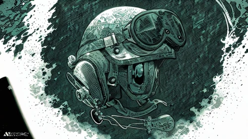 doctor doom,diving helmet,boba fett,aquanaut,sci fiction illustration,gas mask,deep sea diving,diving mask,contamination,astronaut,spacesuit,sci fi,diving bell,rain suit,district 9,mute,cyborg,respirator,submersible,droid,Art sketch,Art sketch,Comic