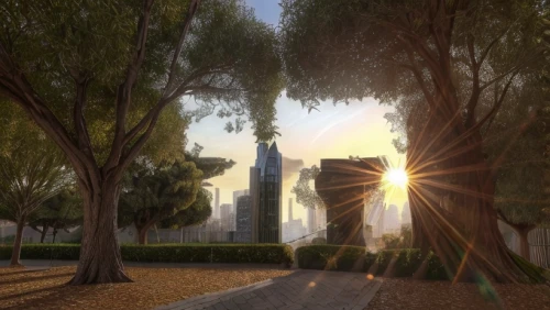 3d rendering,glasnevin,cairo tower,lafayette park,render,aventine hill,qasr al watan,sheihk zayed mosque,3d rendered,burj khalifa,karnak,dubai frame,egyptian temple,the boulevard arjaan,olive grove,zayed mosque,urban park,palma trees,digital compositing,lens flare,Light and shadow,Landscape,Autumn