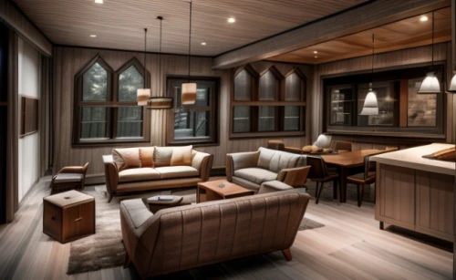 billiard room,luxury home interior,dark cabinetry,interior modern design,cabin,interior design,family room,loft,kitchen design,cabinetry,great room,the cabin in the mountains,luxury bathroom,modern living room,3d rendering,contemporary decor,dark cabinets,livingroom,wooden windows,small cabin