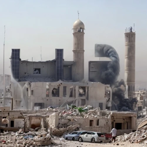 syria,iraq,destroyed city,baghdad,libya,demolition,damascus,al azhar,syrian,bombing,destroyed area,mosque hassan,muhammad-ali-mosque,building rubble,el jem,the ruins of the palace,dust plant,hassan 2 mosque,alabaster mosque,al-askari mosque