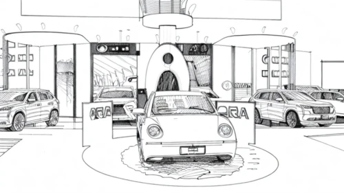 car showroom,illustration of a car,filling station,parking system,car salon,ev charging station,parking place,automobile repair shop,gas-station,electric gas station,taxi stand,automotive carrying rack,toyota platz,street plan,parking machine,plug-in system,e-gas station,vehicle service manual,car boutique,parking