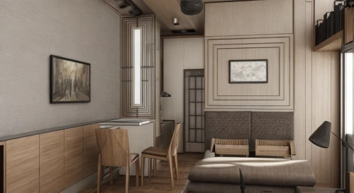 an apartment,railway carriage,3d rendering,hallway space,apartment,apartment lounge,shared apartment,modern room,penthouse apartment,render,sky apartment,contemporary decor,interior modern design,modern decor,inverted cottage,loft,modern office,room divider,livingroom,kitchen design,Interior Design,Living room,Modern,Italian Modern Vintage