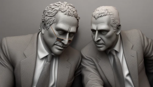 clay figures,sculpt,split personality,heads,3d figure,wooden figures,3d modeling,clay animation,scuplture,mirror image,3d model,men sitting,three dimensional,dualism,3d man,fractalius,albert einstein and niels bohr,image manipulation,sculptures,heads of royal palms