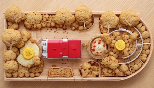 egg tray,dinner tray,food platter,platter,cupcake tray,serving tray,bento box,bento,food presentation,muffin tin,sushi plate,breakfast plate,osechi,culinary art,katsudon,sheet pan,kawaii food,cut out biscuit,sausage platter,chicken nuggets