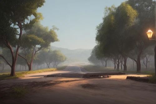 road forgotten,empty road,the road,morning mist,boulevard,roads,forest road,country road,dirt road,street lamps,morning fog,road to nowhere,australian mist,foggy landscape,evening atmosphere,morning light,tram road,boomerang fog,racing road,mountain road,Game Scene Design,Game Scene Design,Freehand Style
