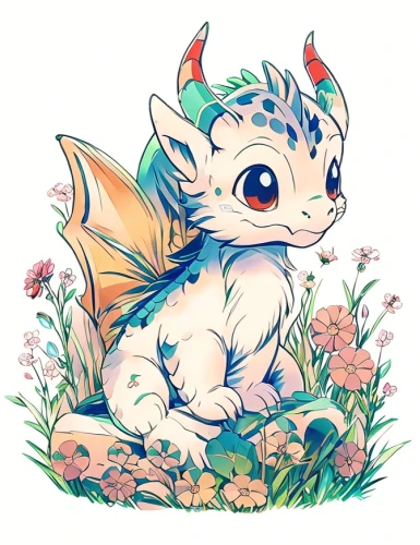 spring unicorn,bulbasaur,axolotl,little fox,forest dragon,flower animal,triceratops,cynorhodon,small animal,blossom kitten,dragon design,unicorn,koi pond,lilikoi,koi fish,koi,dragon li,白斩鸡,adorable fox,charizard,Common,Common,Japanese Manga