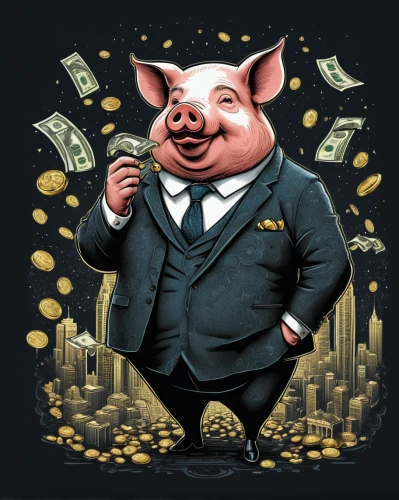 pig,an investor,bay of pigs,banker,piggybank,ceo,piggy bank,porker,suckling pig,glut of money,pig's trotters,billionaire,pigs,hog,businessman,swine,investor,white-collar worker,lucky pig,wealth,Illustration,Realistic Fantasy,Realistic Fantasy 25