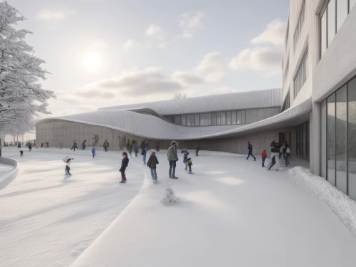 school design,snow roof,olympia ski stadium,ski facility,snow slope,kettunen center,archidaily,snow house,snow shelter,futuristic art museum,snowhotel,snow scene,white turf,ice rink,new building,snow landscape,tempodrom,snow cornice,music conservatory,snow ring,Architecture,General,Modern,Swiss Minimalism