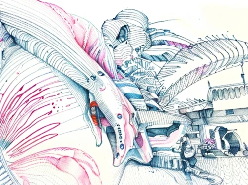 cancer illustration,medical illustration,illustration,hippocampus,pink elephant,nautilus,cross-section,camera illustration,human internal organ,rib cage,color pencil,cross section,connective tissue,coronary vascular,flamingos,tympanic membrane,hand-drawn illustration,pink octopus,rmuscles,digestive system