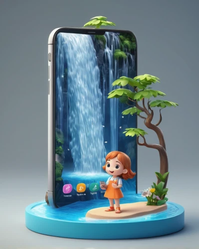 wet smartphone,3d figure,brown waterfall,3d mockup,waterfall,3d model,leaves case,tarzan,water fall,a small waterfall,ipod touch,3d fantasy,cartoon forest,honor 9,ios,iphone 5,wasserfall,viewphone,mobile phone case,iphone 4,Unique,3D,3D Character