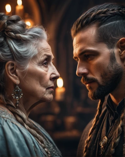mother and father,mother and son,grandparents,throughout the game of love,tudor,old couple,romantic portrait,king lear,grandmother,confrontation,beautiful couple,elaeis,photomanipulation,vilgalys and moncalvo,couple goal,vikings,digital compositing,the mother will have to,man and wife,the crown,Photography,General,Fantasy