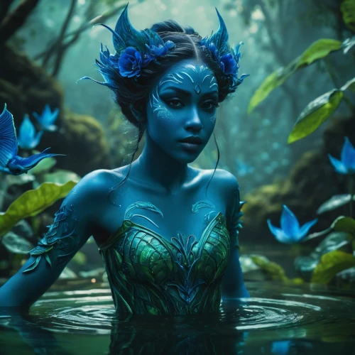 blue enchantress,water nymph,faerie,faery,fae,fantasia,water lotus,the enchantress,merfolk,dryad,fairy queen,mystique,bluebell,mother nature,violet head elf,fantasy picture,fantasy art,3d fantasy,avatar,fairy peacock,Photography,General,Fantasy