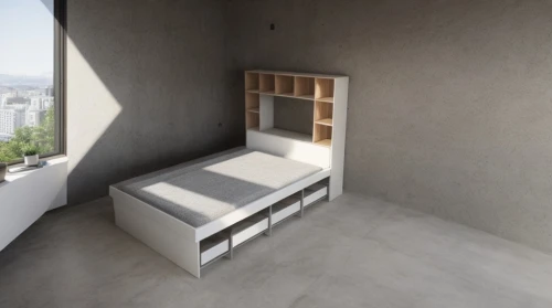 canopy bed,sleeper chair,bed frame,sky apartment,bedroom,room divider,infant bed,baby bed,block balcony,massage table,soft furniture,sleeping room,guestroom,bookcase,guest room,folding table,bedroom window,modern room,chaise longue,furniture,Interior Design,Bedroom,Modern,Spanish Minimalist Serenity