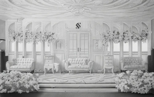 bridal suite,ornate room,wedding decoration,damask background,floral decorations,stage curtain,wedding frame,canopy bed,interior decor,wedding decorations,chiavari chair,slipcover,ballroom,silver wedding,interior decoration,decor,patterned wood decoration,royal interior,wedding details,theatre curtains,Art sketch,Art sketch,Ultra Realistic