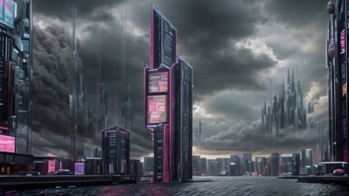 metropolis,futuristic landscape,dystopian,futuristic architecture,fantasy city,cyberpunk,black city,destroyed city,harbour city,kowloon,futuristic,the skyscraper,dystopia,sci - fi,sci-fi,post-apocalyptic landscape,high rises,hong kong,high-rises,digital compositing