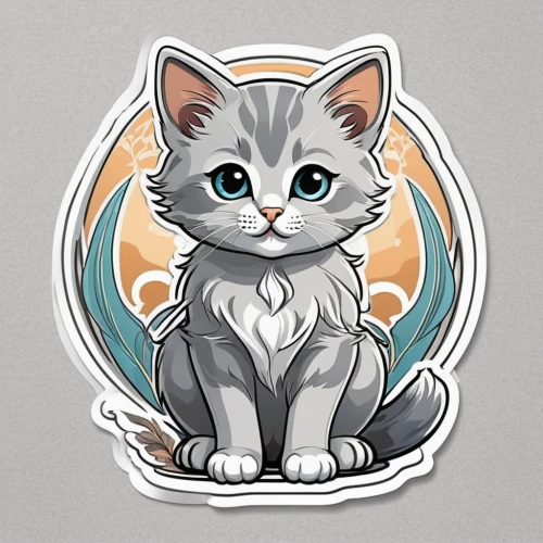 cat vector,silver tabby,gray kitty,capricorn kitz,gray cat,clipart sticker,cat-ketch,american curl,cartoon cat,vector illustration,siberian cat,animal stickers,breed cat,kawaii animal patches,calico cat,scottish fold,chartreux,sticker,white cat,little cat,Unique,Design,Sticker