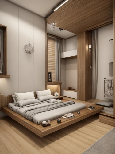 modern room,sleeping room,bedroom,3d rendering,japanese-style room,interior modern design,room divider,loft,modern decor,great room,wooden sauna,modern living room,interior design,render,modern style,contemporary decor,wood flooring,canopy bed,guest room,walk-in closet,Interior Design,Bedroom,Modern,German Modern Minimalist