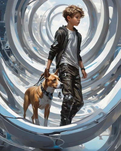 boy and dog,sci fiction illustration,girl with dog,insurgent,companion dog,star-lord peter jason quill,cg artwork,human and animal,the wanderer,pollux,rosa ' amber cover,hygenhund,canine,wanderer,renegade,shepherd mongrel,kelpie,mystery book cover,heroic fantasy,stray dog,Conceptual Art,Sci-Fi,Sci-Fi 24
