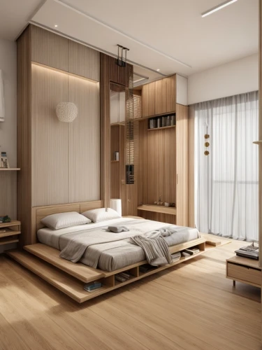 modern room,room divider,sleeping room,bedroom,interior modern design,modern decor,japanese-style room,loft,3d rendering,apartment,wood flooring,shared apartment,wooden floor,great room,contemporary decor,an apartment,wood floor,penthouse apartment,hardwood floors,interior design,Interior Design,Bedroom,Modern,German Modern Minimalist