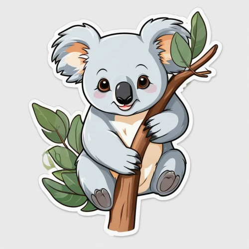 koala,cute koala,koalas,eucalyptus,koala bear,marsupial,tree sloth,sleeping koala,pygmy sloth,cub,cute bear,scandia bear,little bear,slothbear,birch tree illustration,wombat,bear cub,he is climbing up a tree,arborist,growth icon,Unique,Design,Sticker